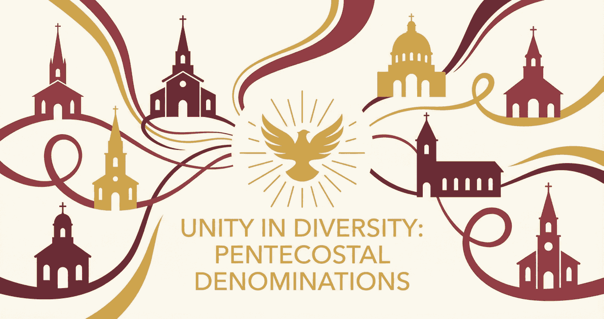Grupo diverso de cristianos adorando juntos representando diferentes denominaciones